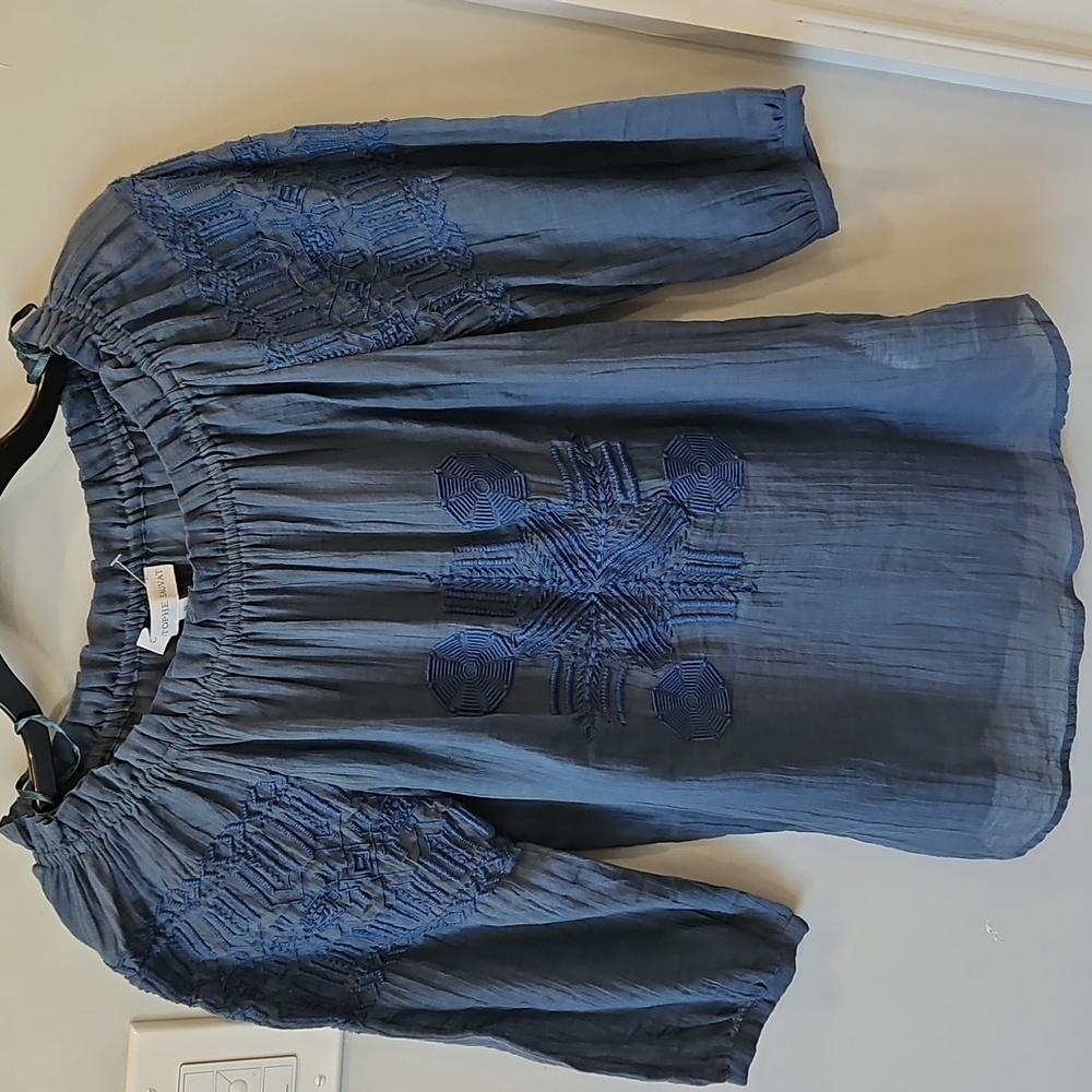 Christophe Sauvat Off The Shoulder  Peasant Top Embroidered Small